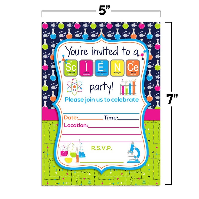 Amanda Creation Science Themed Birthday Party Fill in Invitations set of 20 with envelopes - Image 5